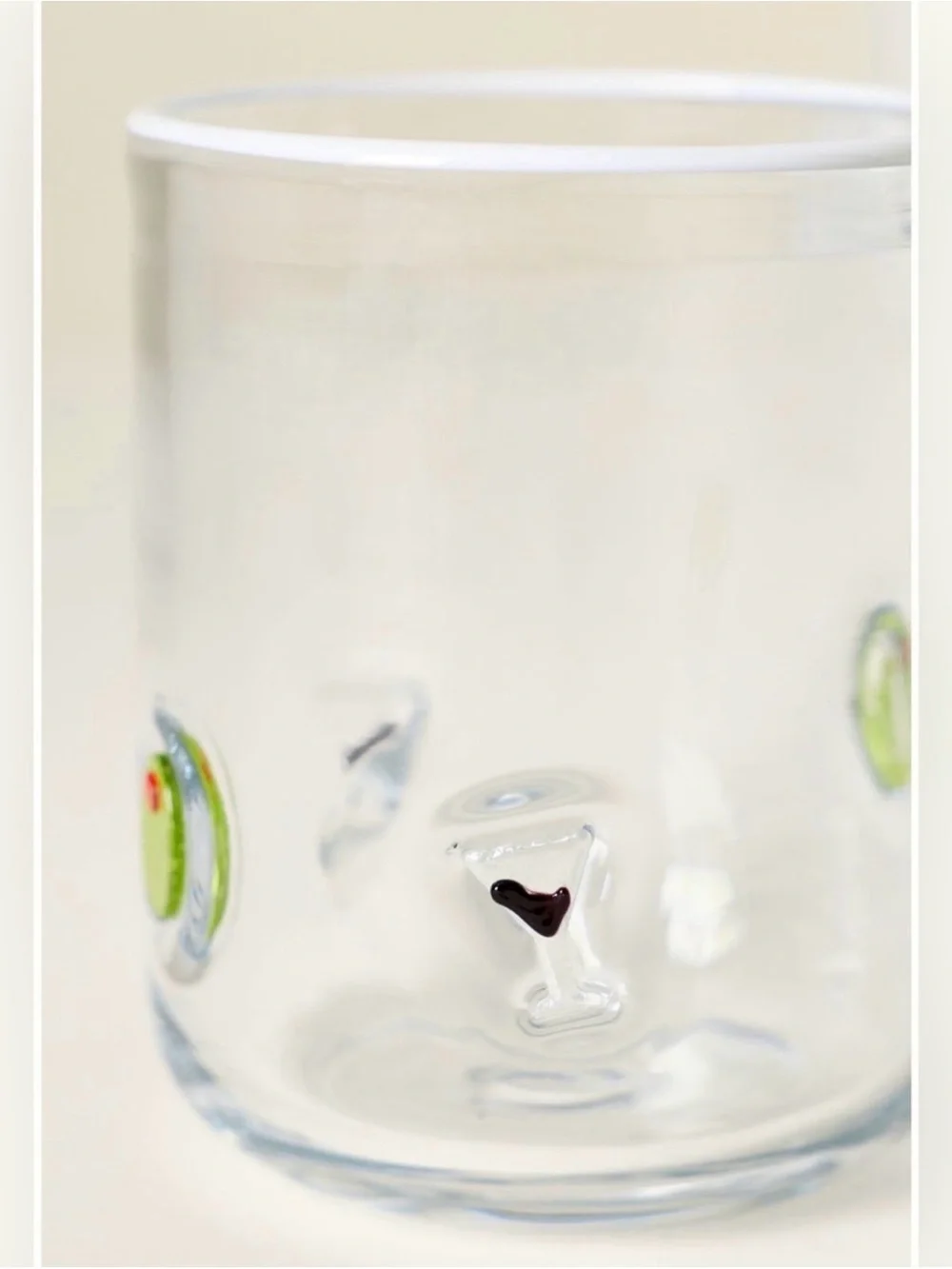 Anthropologie Icon Juice Glass – Martini Olive Cocktail Glass